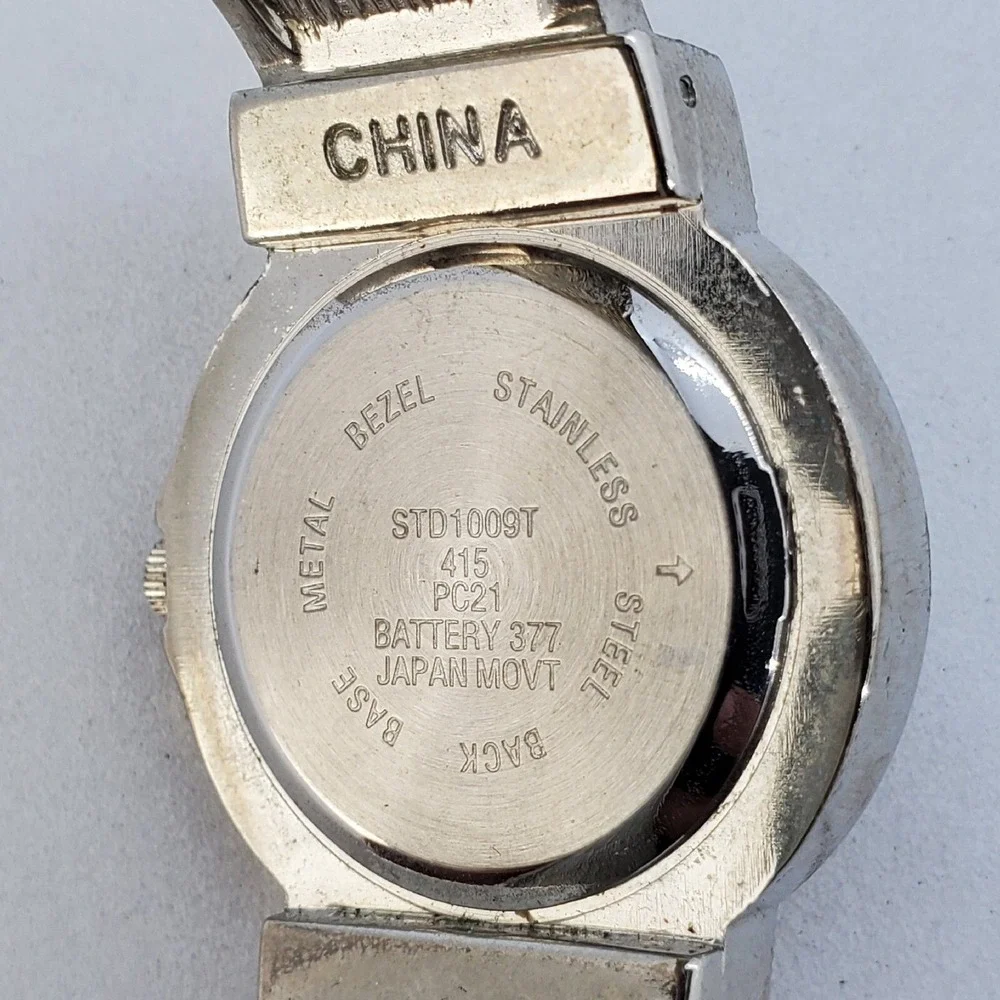 Women's Cuff Bracelet Watch Silver Yellow Tone Bracelet 5.75
